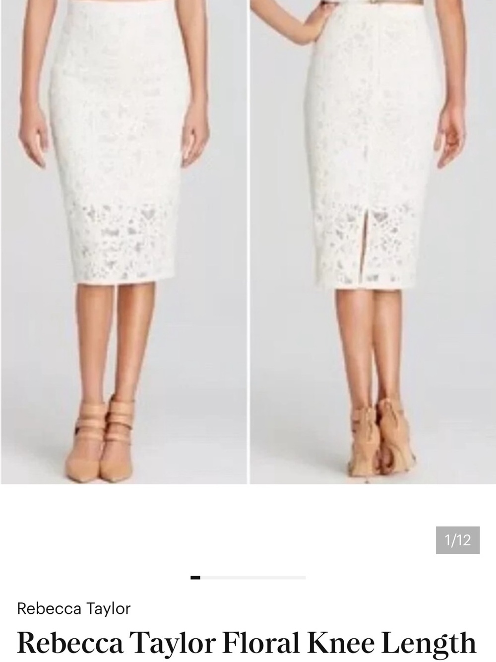 Rebecca Taylor White Lace Midi Skirt